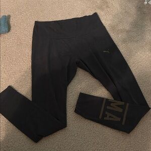 Black Leggings with Gold Logo